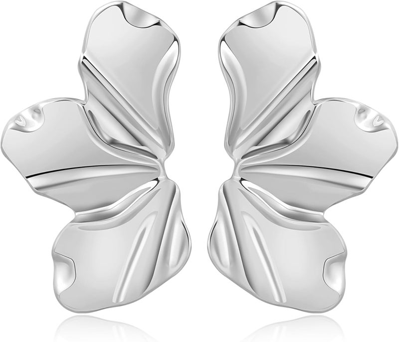 EXPHAIN Irregular Petal Earring For Women Stainless Steel Unique Statement Flower Dangle Earrings Trendy Jewelry Gift - Image 1